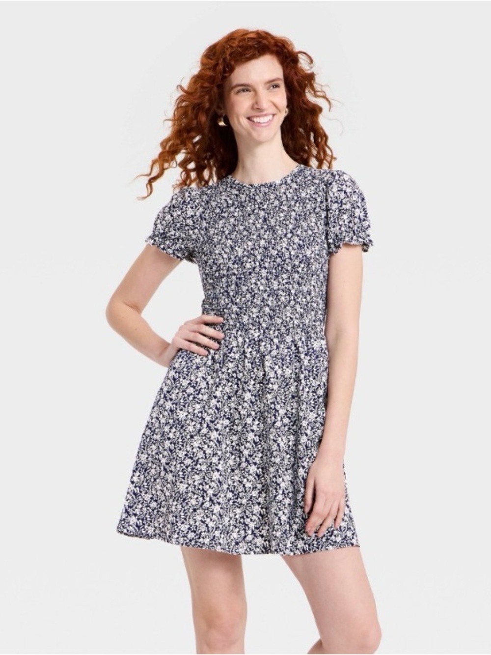 Universal Thread Women's Puff Short Sleeve Smocked Mini Sundress